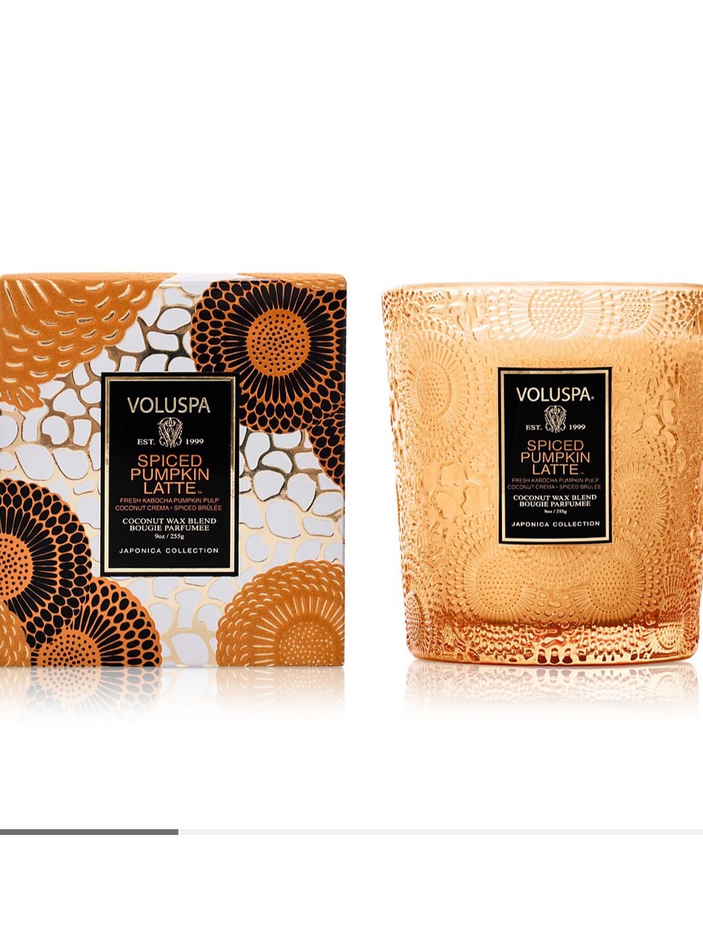 Voluspa Spiced Pumpkin Latte Candle in Amber Glass